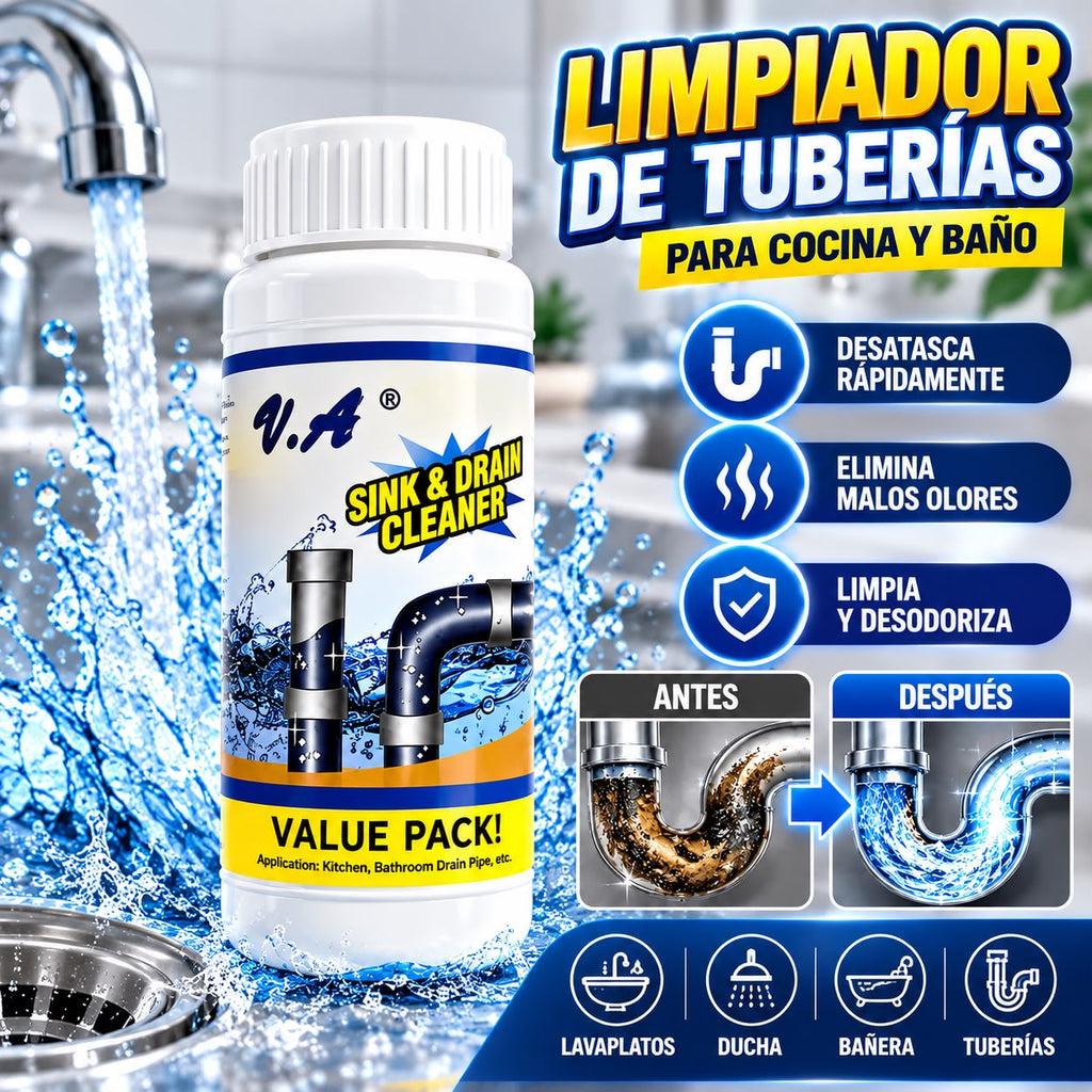 Limpiador de tuberías para cocina y baño