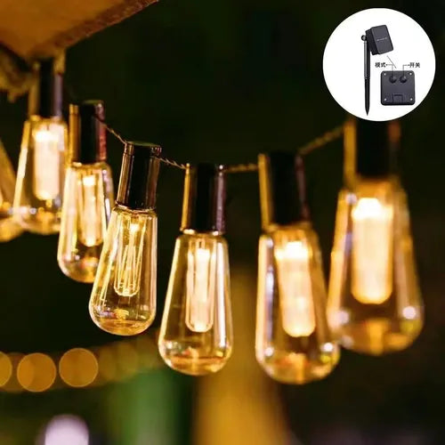 Ampolletas de la guirnalda solar con luz cálida