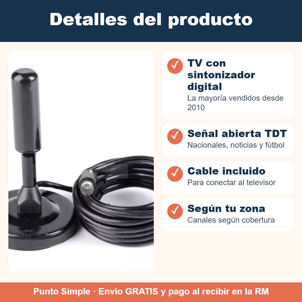 Detalles de la antena digital HD
