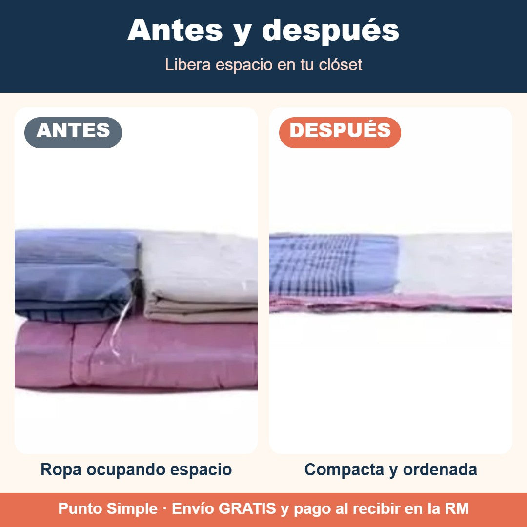 Antes y después de usar las bolsas al vacío