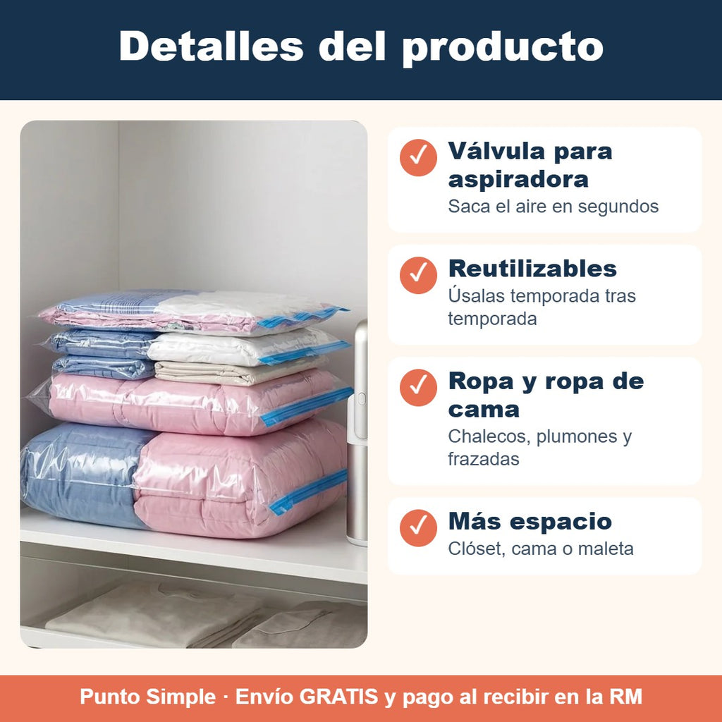 Detalles de las bolsas al vacío