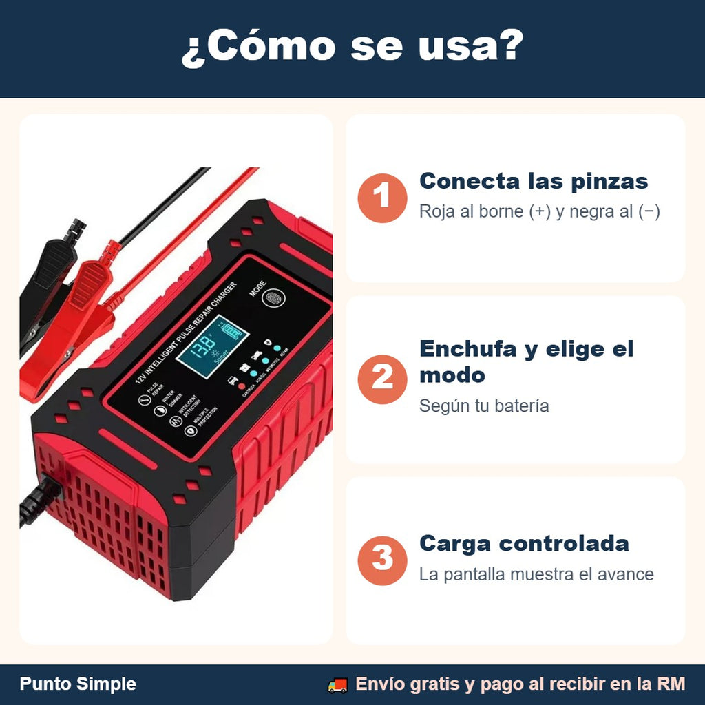 Cómo se usa el cargador de batería 12V