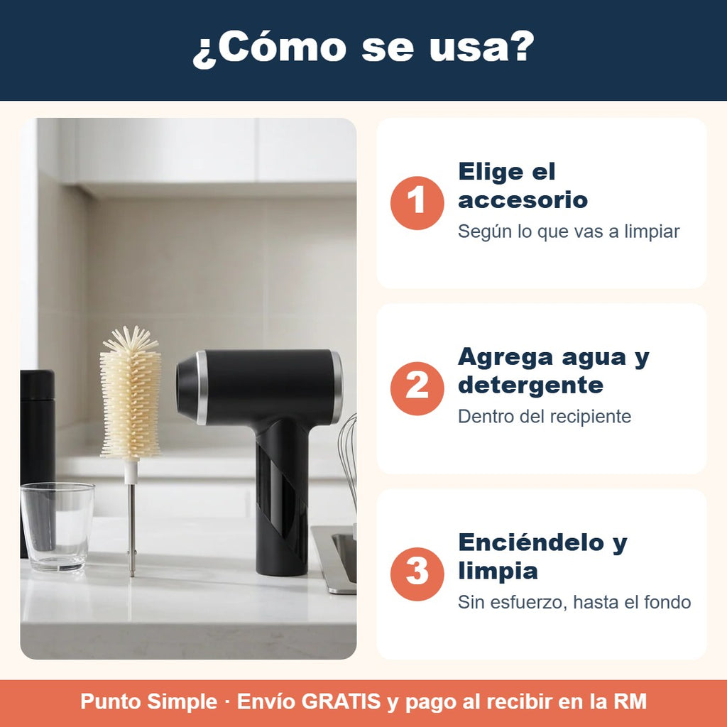 Cómo se usa el cepillo eléctrico para botellas
