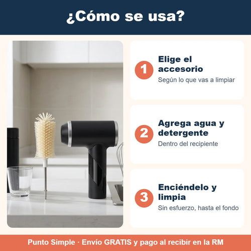 Cómo se usa el cepillo eléctrico para botellas