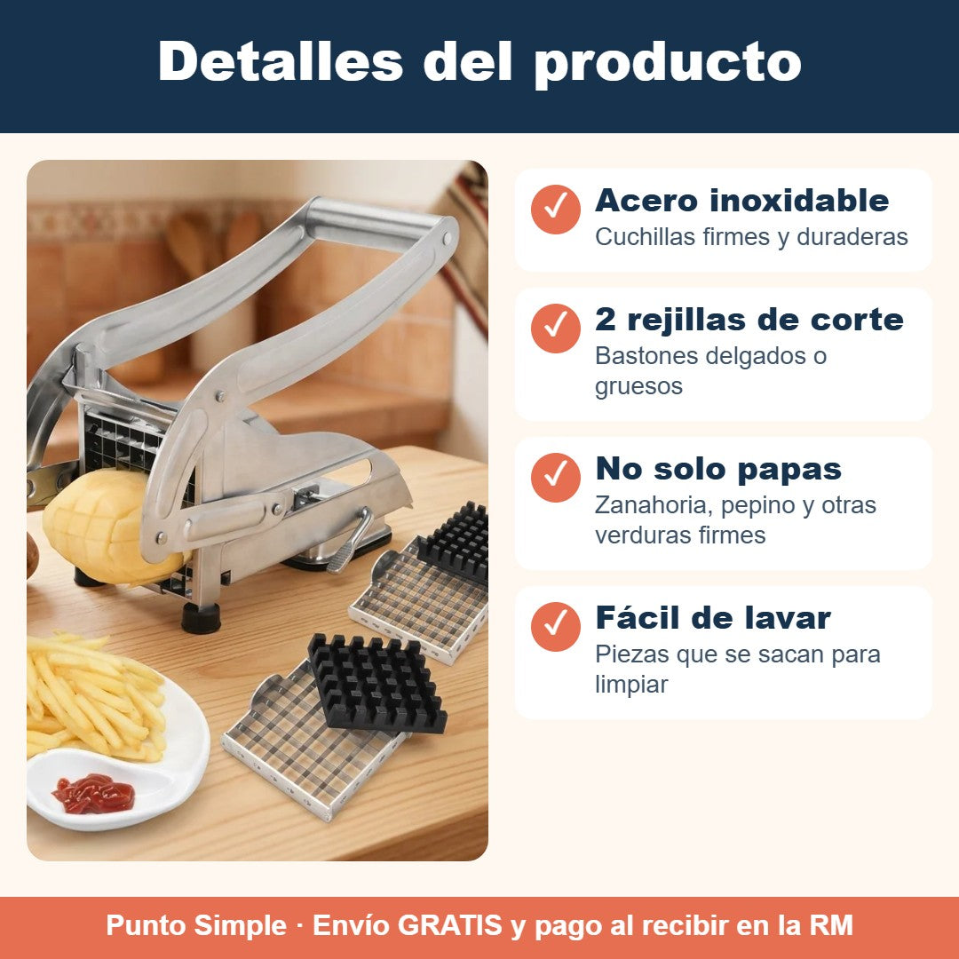 Detalles del cortador de papas de acero inoxidable