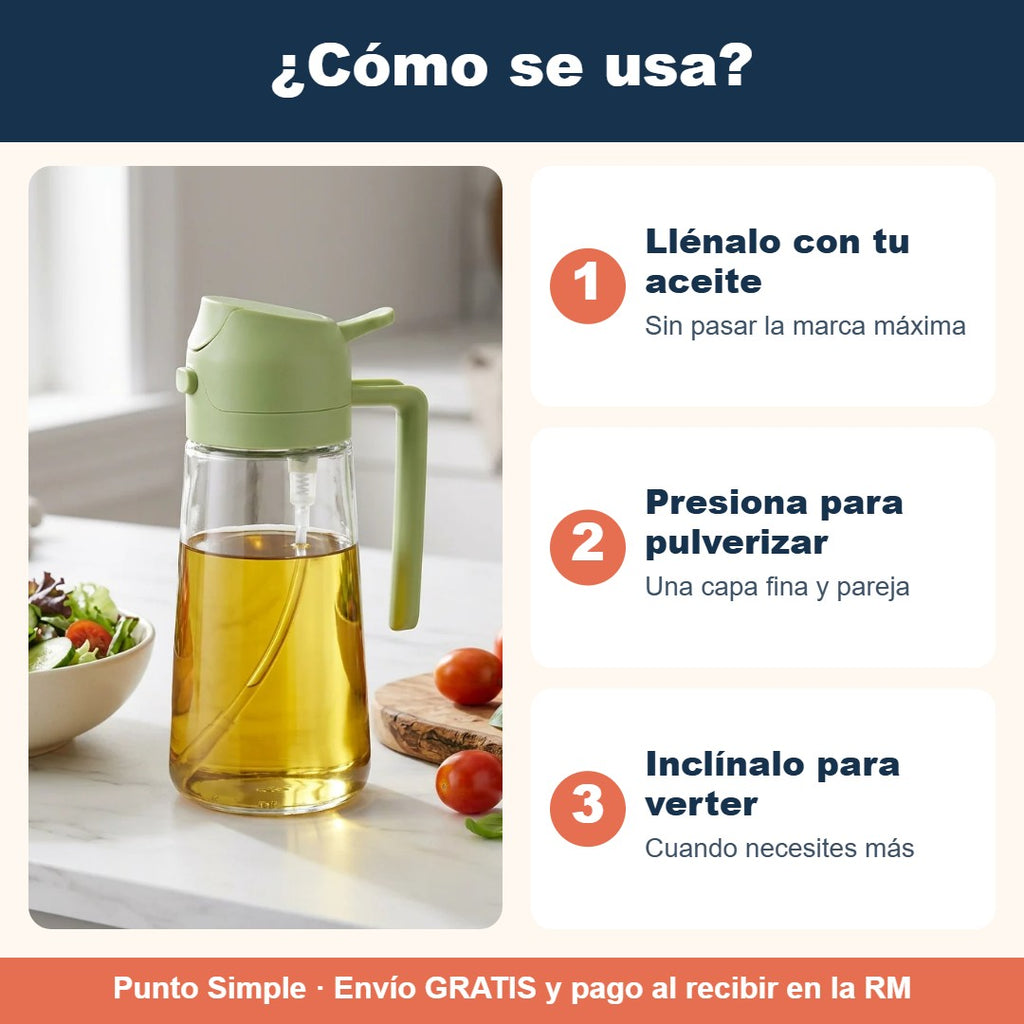 Cómo se usa el dispensador de aceite 2 en 1