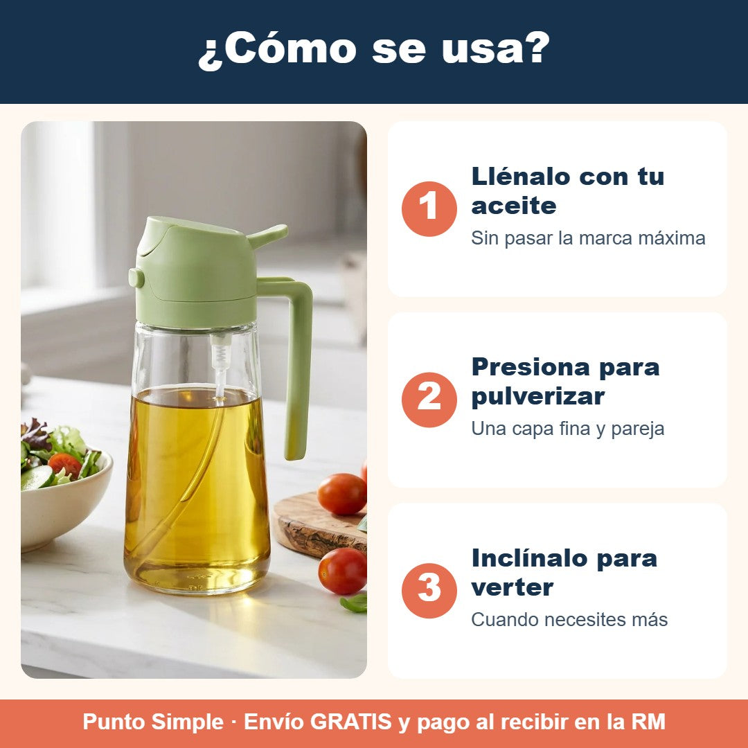 Cómo se usa el dispensador de aceite 2 en 1