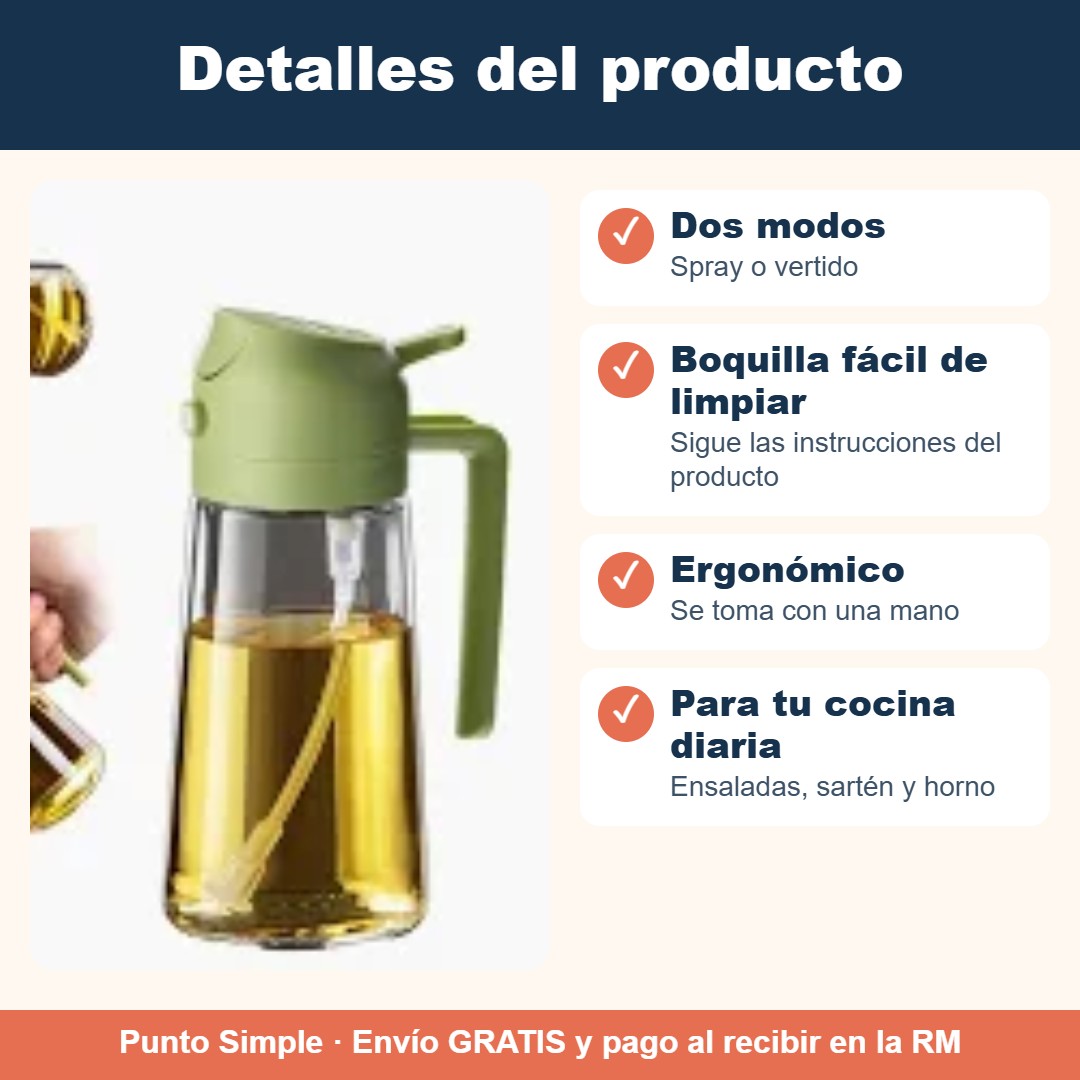 Detalles del dispensador de aceite