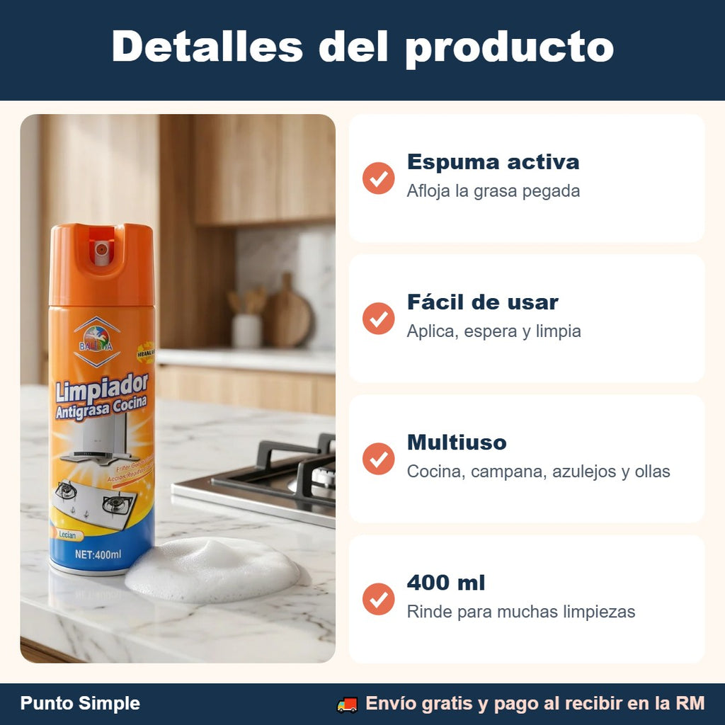 Detalles de la espuma antigrasa