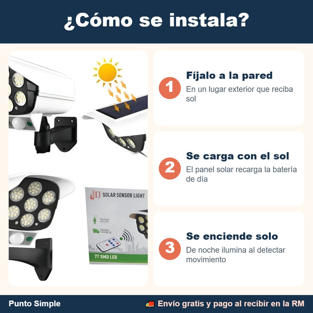 Cómo se instala el foco solar tipo cámara