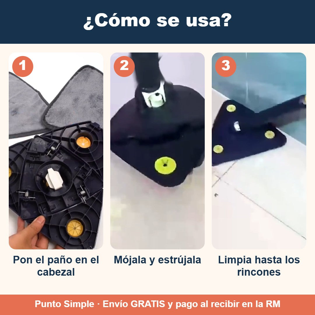 Cómo se usa la mopa giratoria triangular