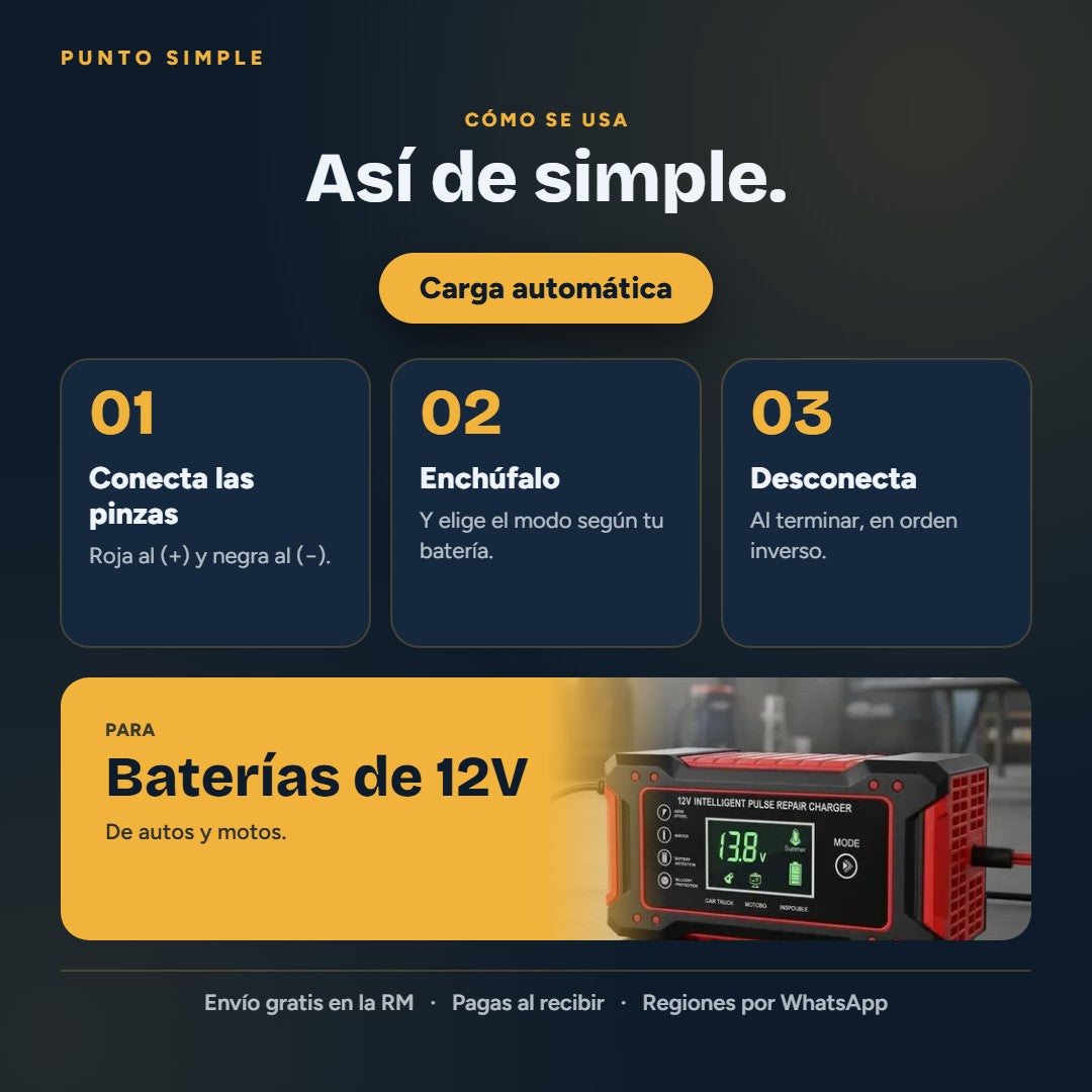 Cargador de Batería 12V - Cómo se usa