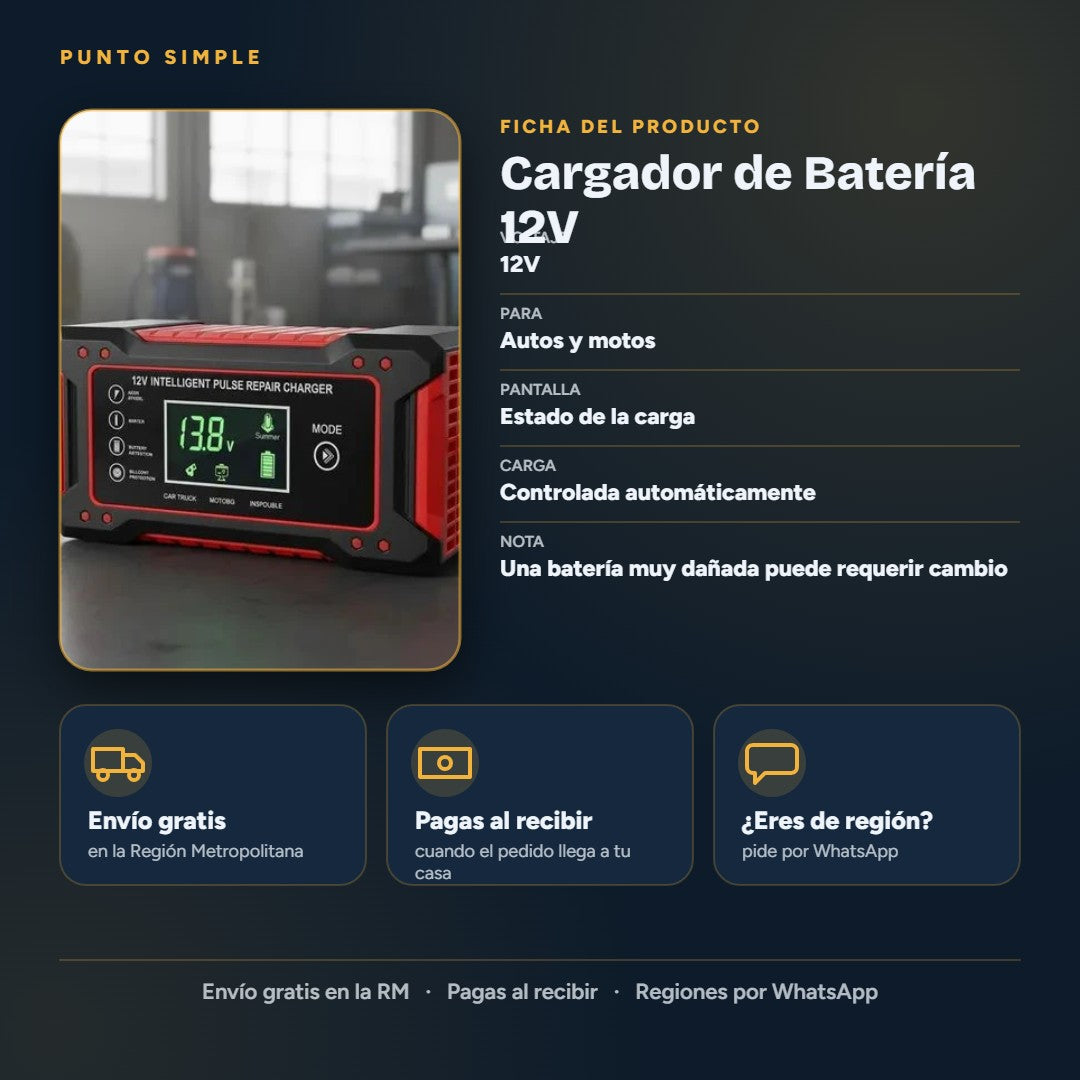 Cargador de Batería 12V - Ficha del producto