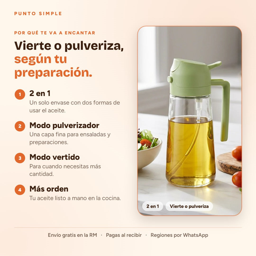 Dispensador de Aceite 2 en 1 - Por qué te va a encantar