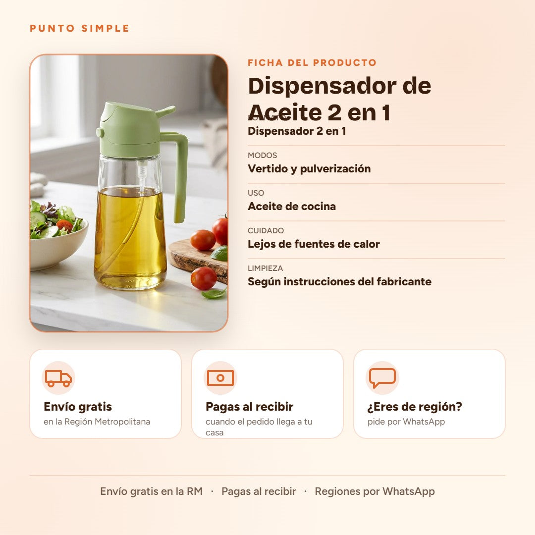 Dispensador de Aceite 2 en 1 - Ficha del producto