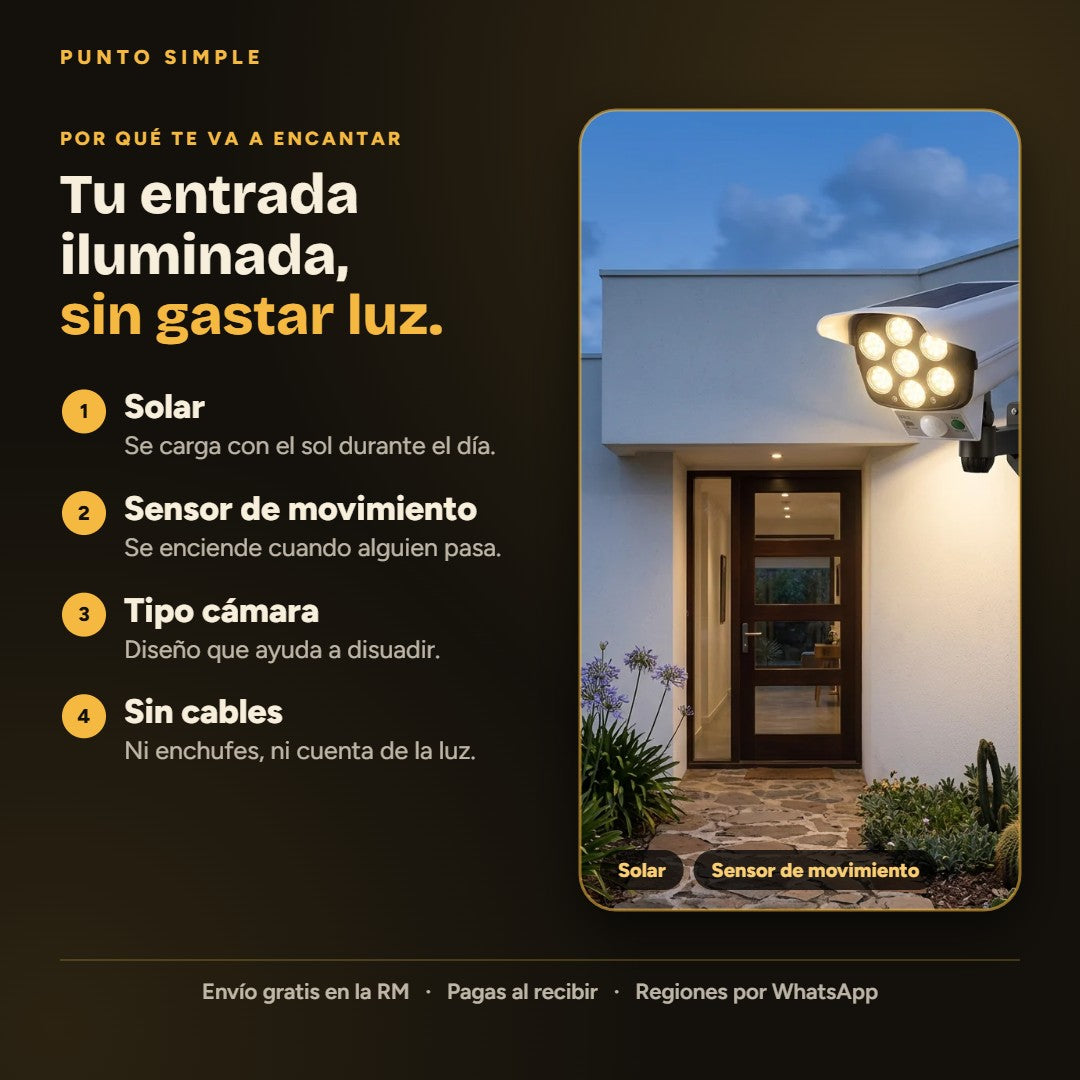 Foco Solar con Sensor - Por qué te va a encantar