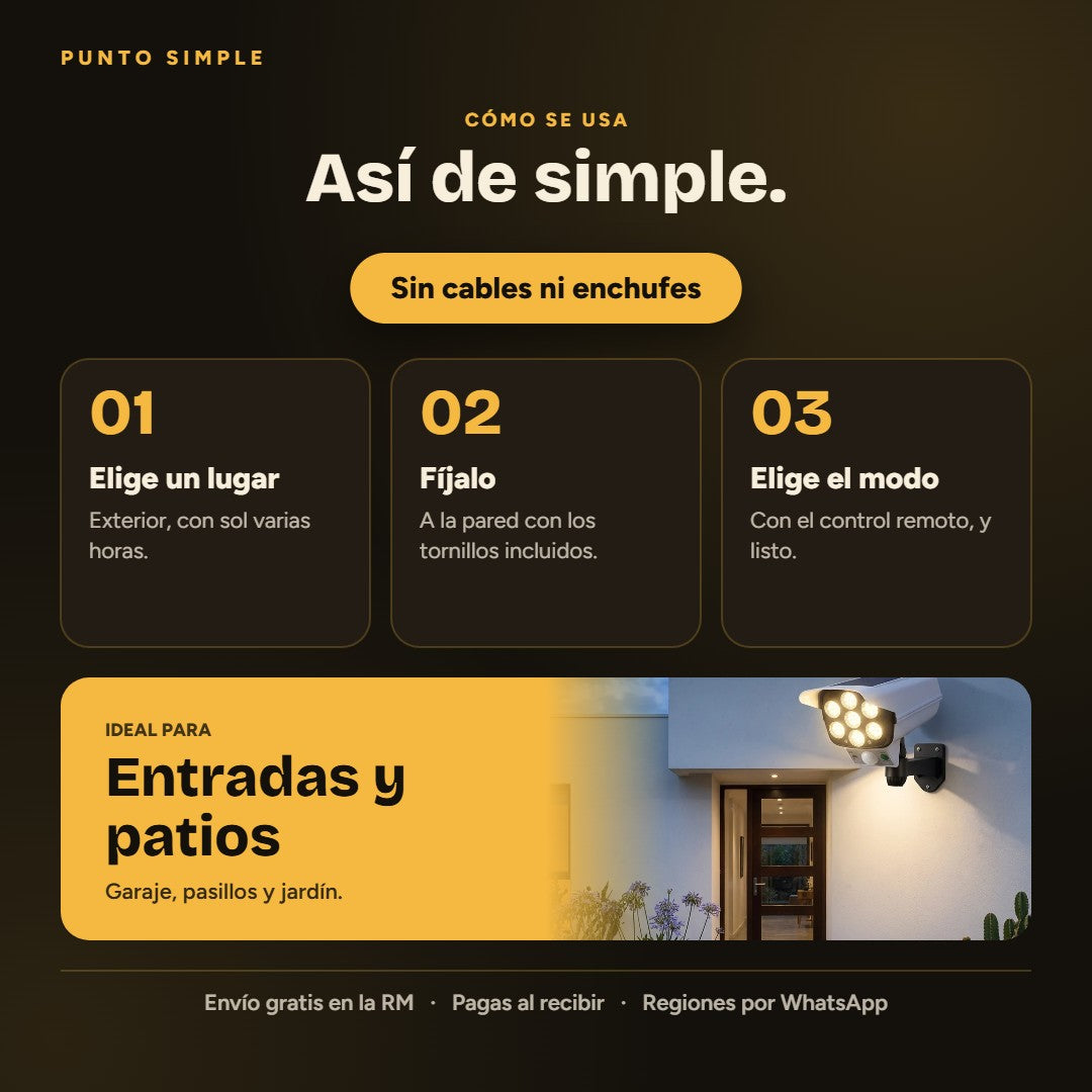 Foco Solar con Sensor - Cómo se usa