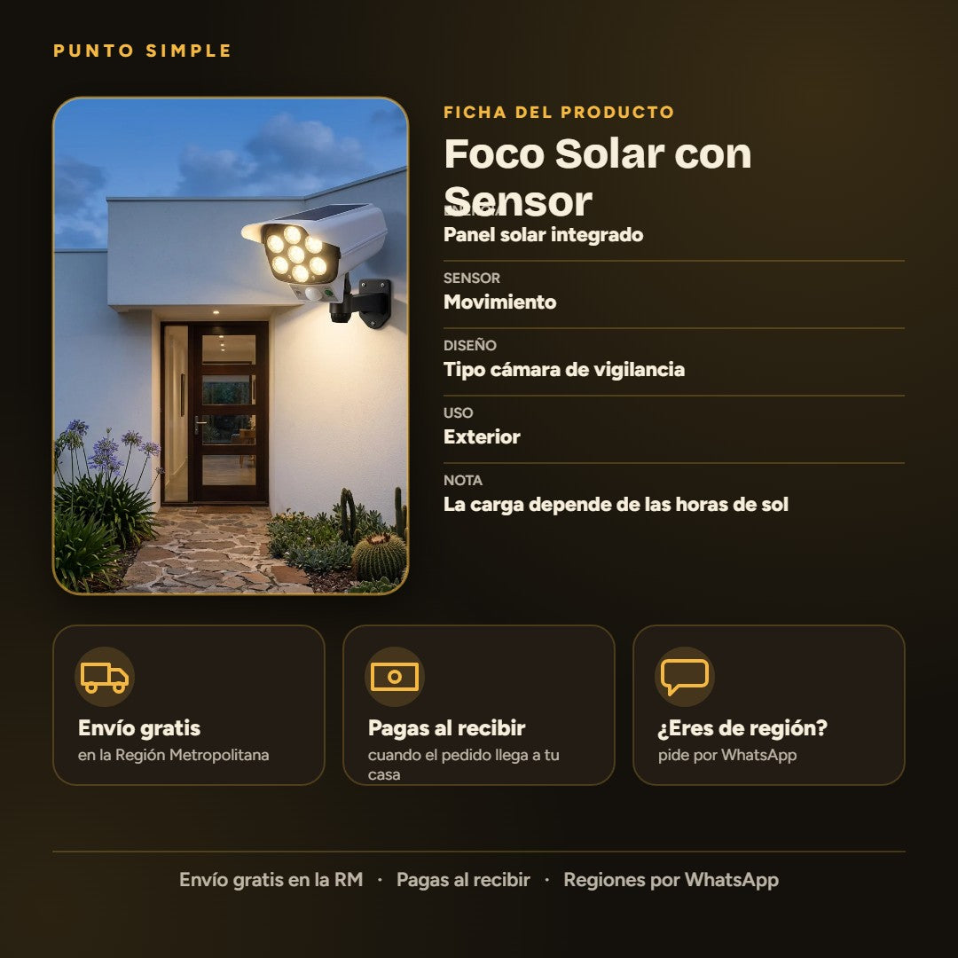 Foco Solar con Sensor - Ficha del producto