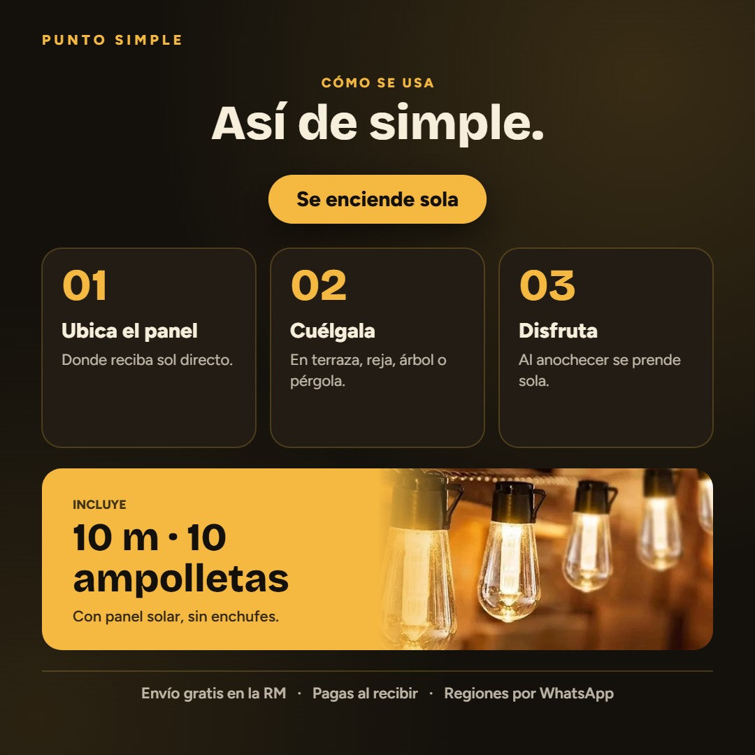 Guirnalda Solar LED - Cómo se usa