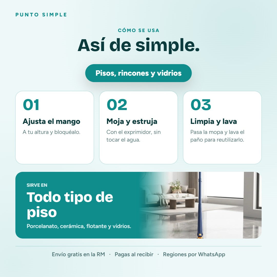 Mopa Giratoria 360° - Cómo se usa
