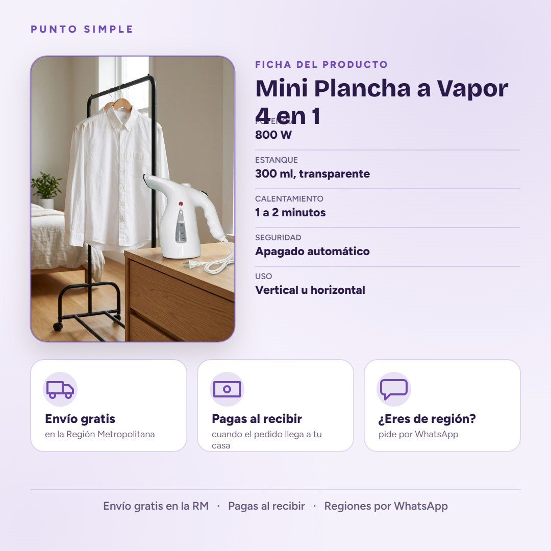 Mini Plancha a Vapor - Ficha del producto