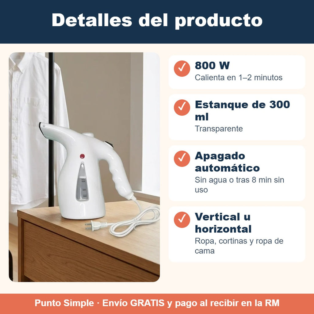 Detalles de la mini plancha a vapor