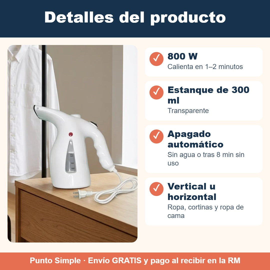 Detalles de la mini plancha a vapor