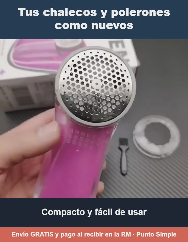 Removedor de pelusas eléctrico en uso real