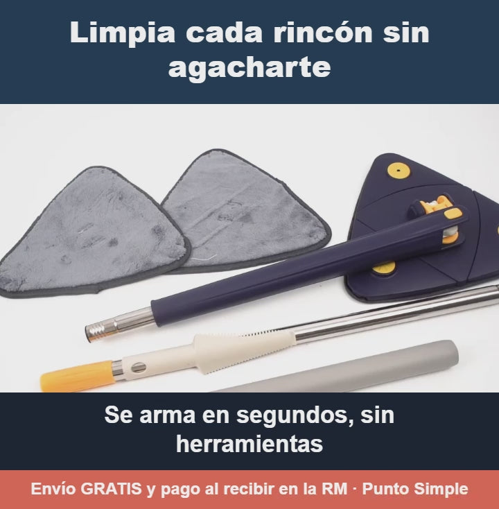 Mopa giratoria triangular 360° en uso real